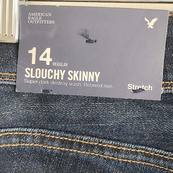 NWT American Eagle Outfitters Slouchy Skinny Relaxed Rise Stretch Denim - 14R - Picture 7 of 8